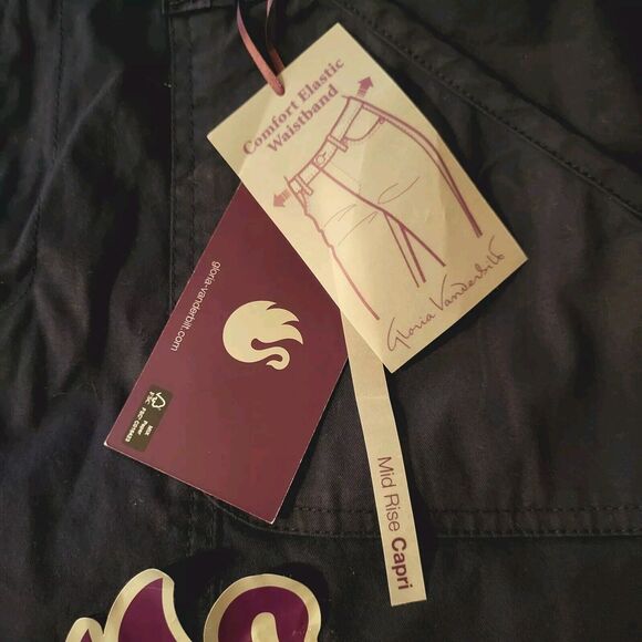 Gloria Vanderbilt Womens 12 Petite NEW Cargo Capri Pants Navy Blue Stretch Light - Picture 7 of 13